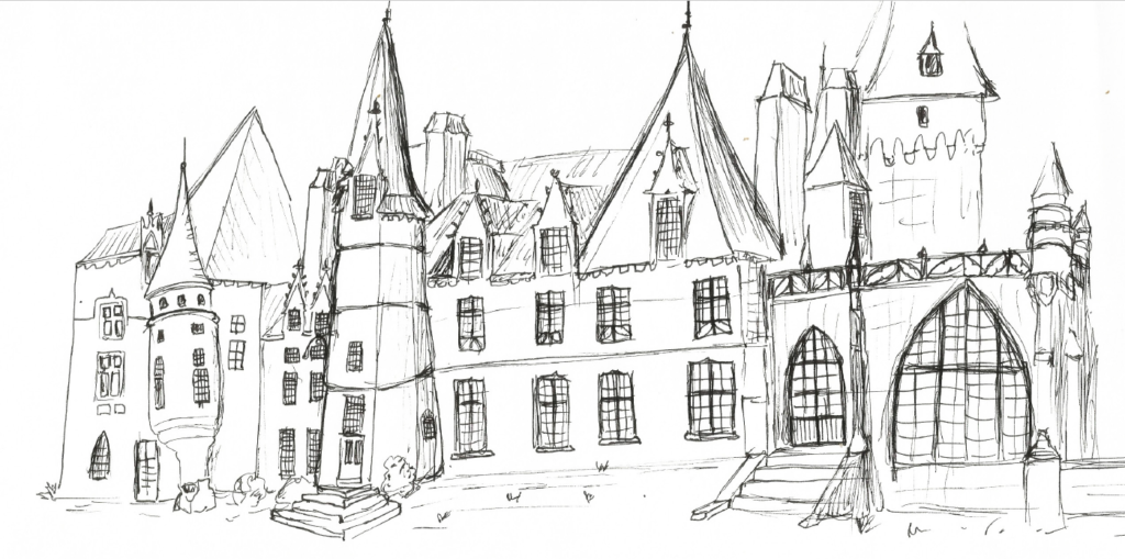 croquis de château à la main