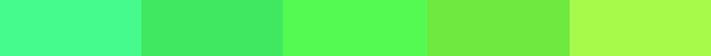 Voici une palette de cinq verts différents