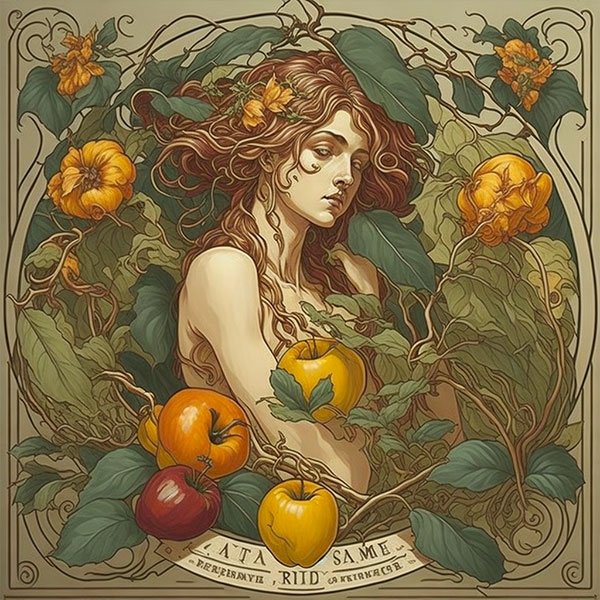 pomme par alphonse mucha ia