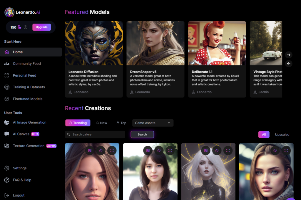 Leonardo.ai l'interface
