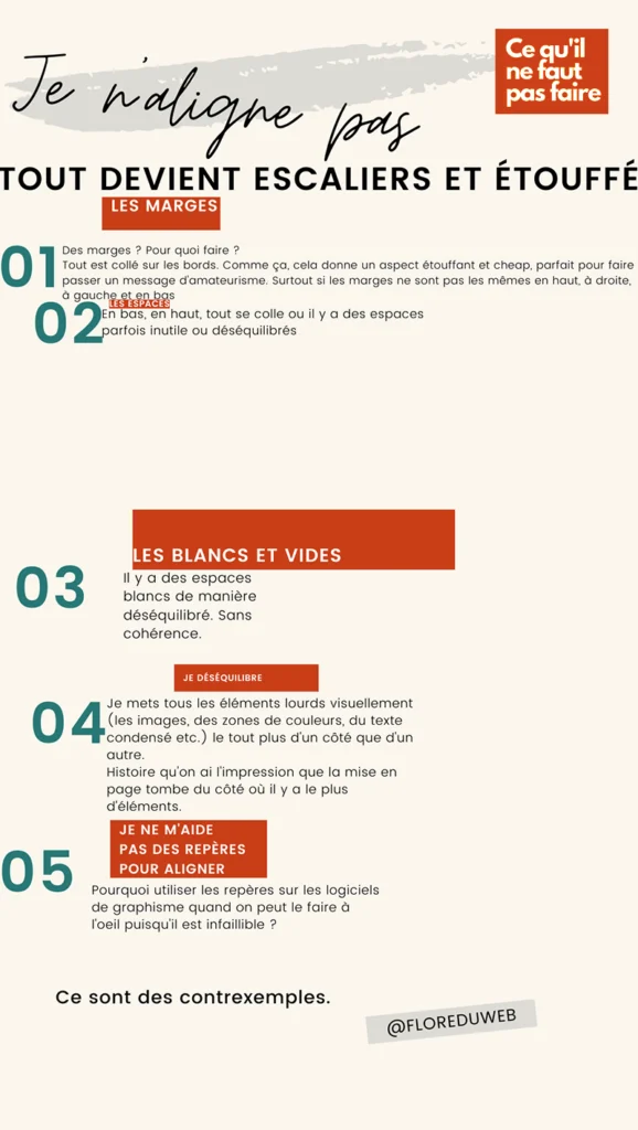 les alignements en mise en page