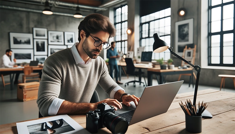 Un entrepreneur qui retravaille ses photos pour les mettre sur Instagram. photo aesthetic