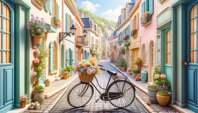 Une photo esthétique d'une rue fantasmée. Idéal pour avoir une image de marque féminine.