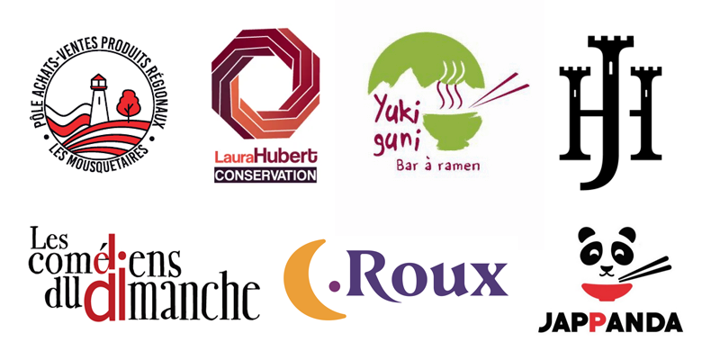 Collection de logos stylisés pour diverses entreprises et concepts.