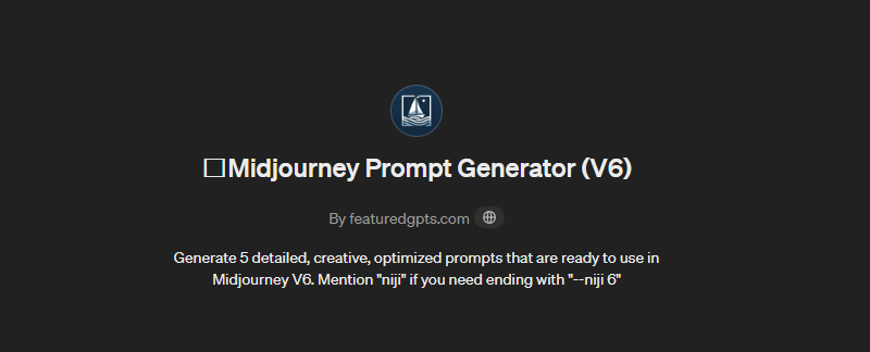 Interface du GPT Prompt pour Midjourney
