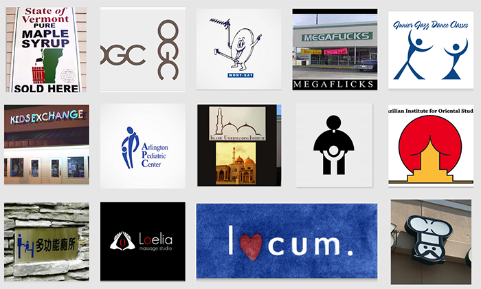 Collage de quinze logos sexuels douteux