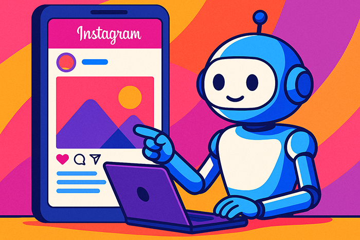 Un robot gère un compte Instagram avec efficacité et sourire.