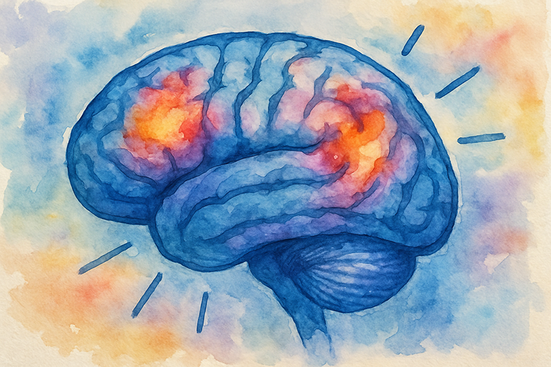 Cerveau illustré avec zones activées par la publicité