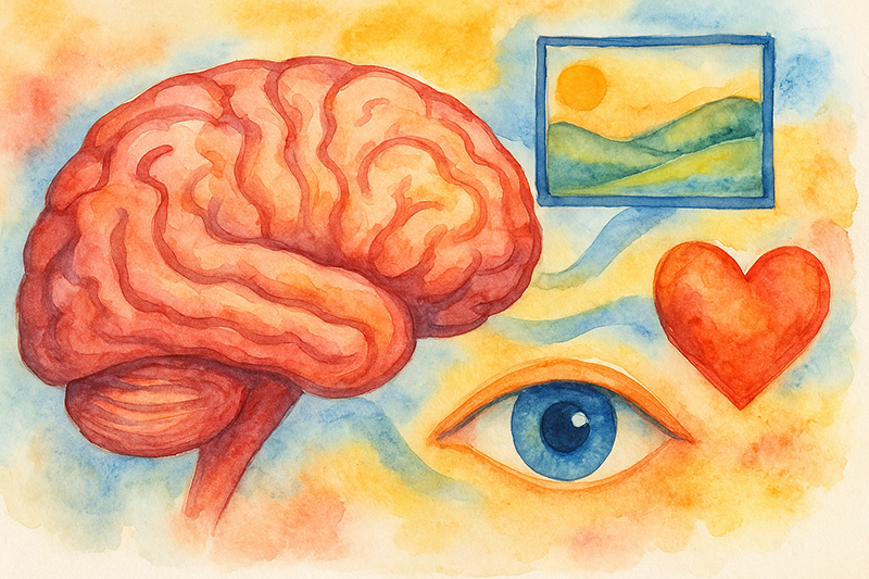 Cerveau humain réagissant à des images visuelles impactantes
