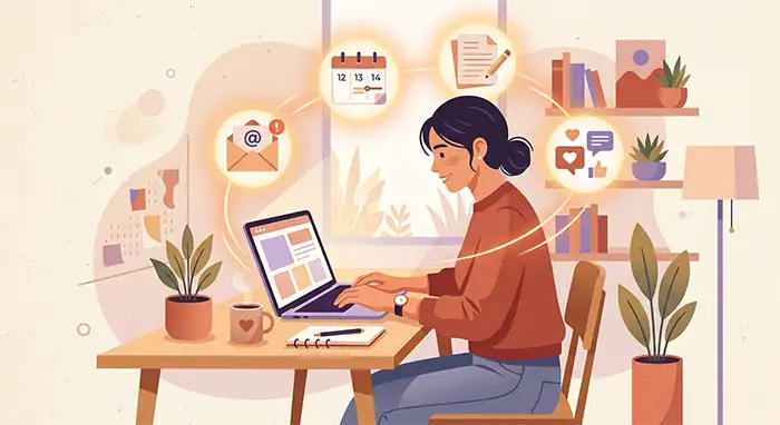 solopreneur créatif qui démultiplie ses capacités grâce à l'IA productivité