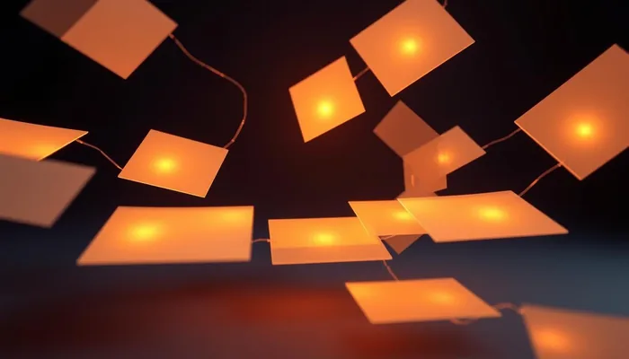 Concept d'un modèle d'IA puissant représenté par des cartes lumineuses flottantes