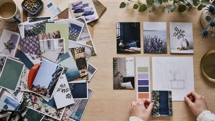 Des inspirations Pinterest nombreuses sont triées pour former une direction visuelle cohérente