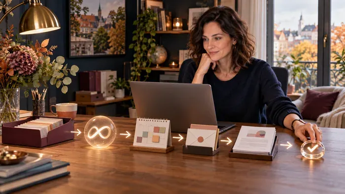 Une entrepreneure valide un processus automatisé qui prépare plusieurs tâches de son activité